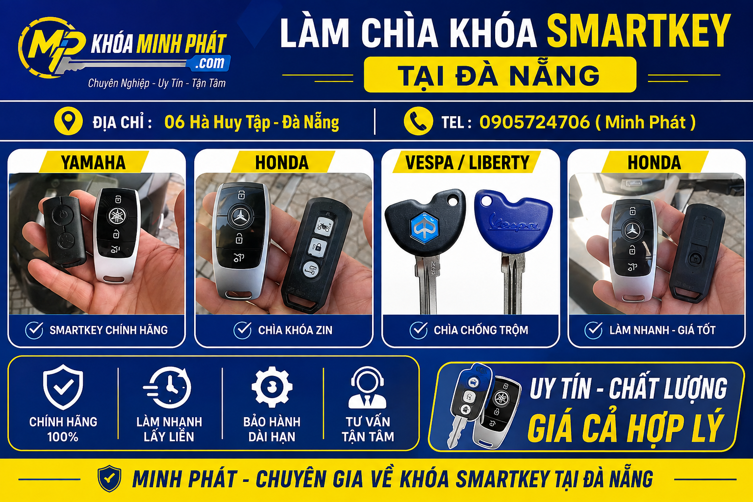 Thợ Sửa Khóa tại Đà Nẵng - Làm Smartkey xe máy, Mở Khoá Két Sắt Khoá nhà, Khoá từ