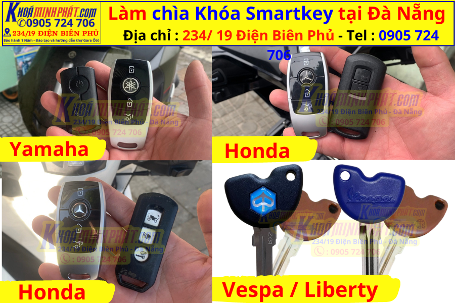Làm chìa khóa Smartkey Đà Đẵng – Vespa Liberty Honda Yamaha