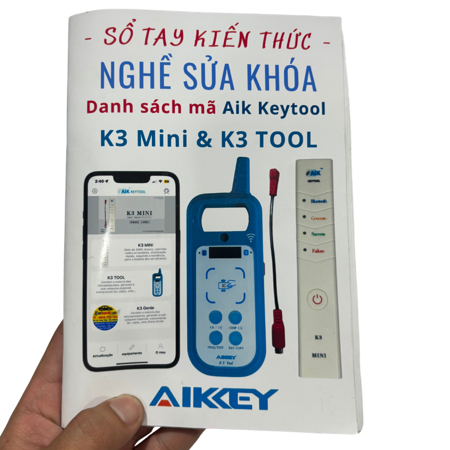 Sách hướng dẫn sử dụng máy làm chìa khóa xe ô tô K3 Mini AIK keytool - dậy nghề sửa khóa