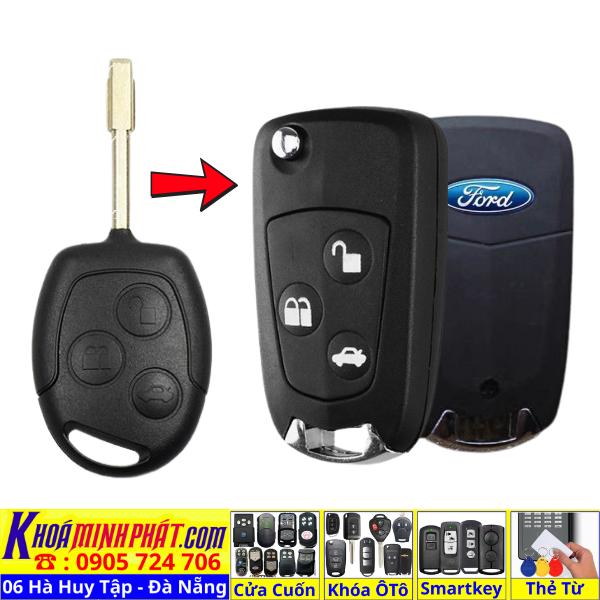 Vỏ Chìa khoá độ gập xe ô tô Ford Transit Momdeo Focus V20 V22 - Sửa Khoá Đà Nẵng 24H - Thợ Làm Khoá Gần Đây