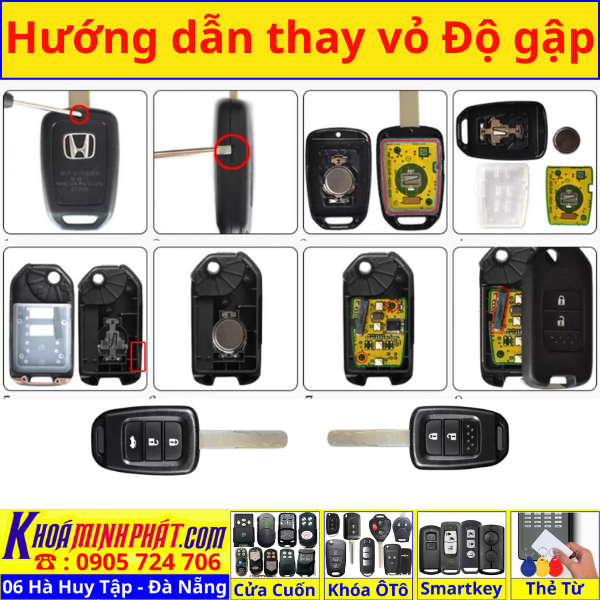 Vỏ Chìa Khoá độ gập điều khiển xe ô tô Honda City, Brio, Civic V33 - Sửa Khoá Đà Nẵng 24H - Thợ Làm Khoá Gần Đây