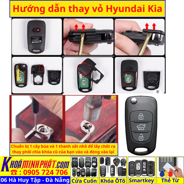 Vỏ Chìa Khóa remote xe Ô Tô Hyundai Accent, i10, i20, Elantra, Tucson, SantaFe, Avante, Solati, Verna V41 - Sửa Khoá Đà Nẵng 24H - Thợ Làm Khoá Gần Đây