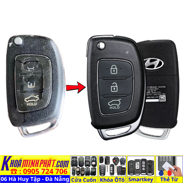 Vỏ Chìa khoá xe ô tô Hyundai Solati, Accent,I10, I20, I30 , Elantra, Santafe V42 - Sửa Khoá Đà Nẵng 24H - Thợ Làm Khoá Gần Đây