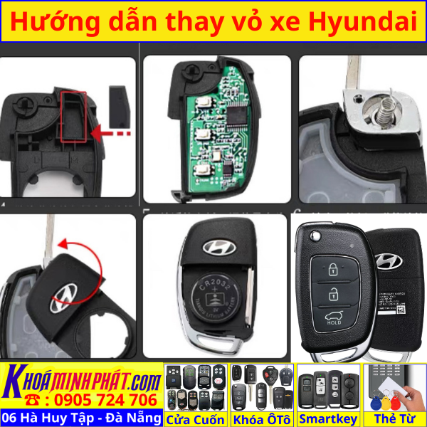 Vỏ Chìa khoá xe ô tô Hyundai Solati, Accent,I10, I20, I30 , Elantra, Santafe V42 - Sửa Khoá Đà Nẵng 24H - Thợ Làm Khoá Gần Đây
